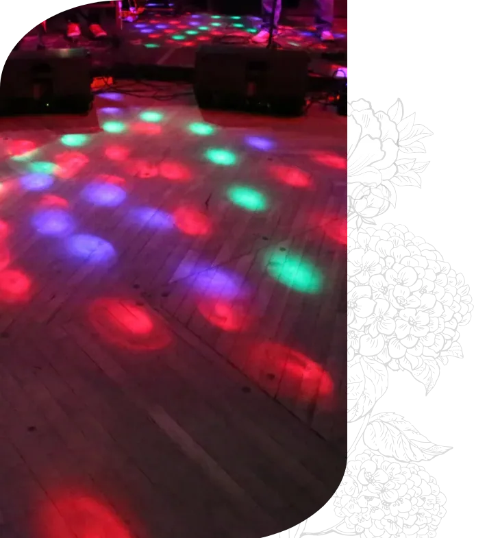 Custom monogram projected onto a dance floor